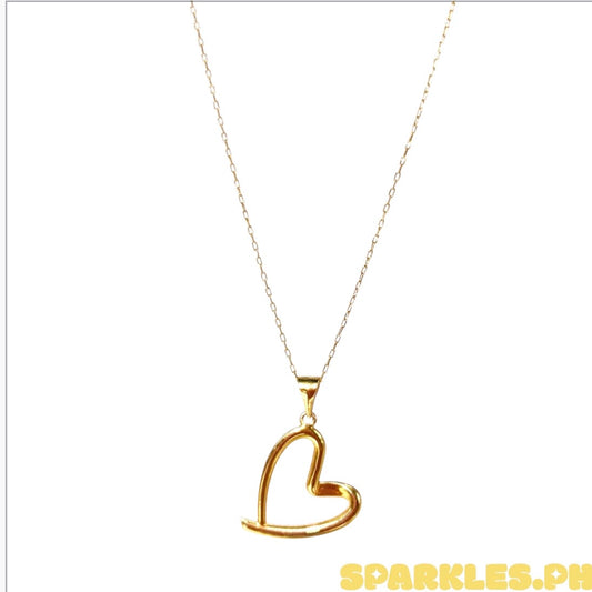 18k Saudi Gold Karkar Chain 18" + 18k Saudi Gold Line Heart with Hook Pendant