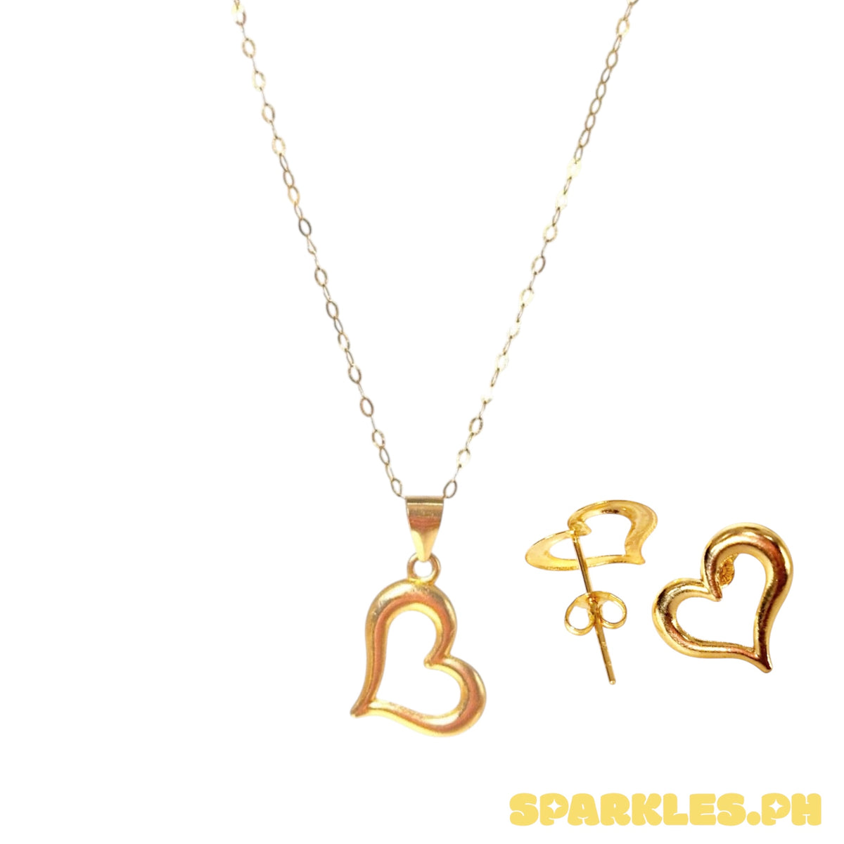 18k Saudi Gold Tauco Chain Level 1 + 18k Saudi Gold Mini Love PENDANT + 18k Saudi Gold Mini Love EARRING