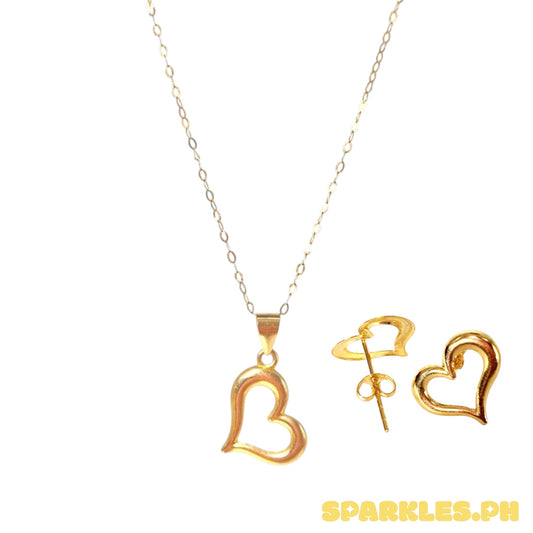 18k Saudi Gold Tauco Chain Level 1 + 18k Saudi Gold Mini Love PENDANT + 18k Saudi Gold Mini Love EARRING