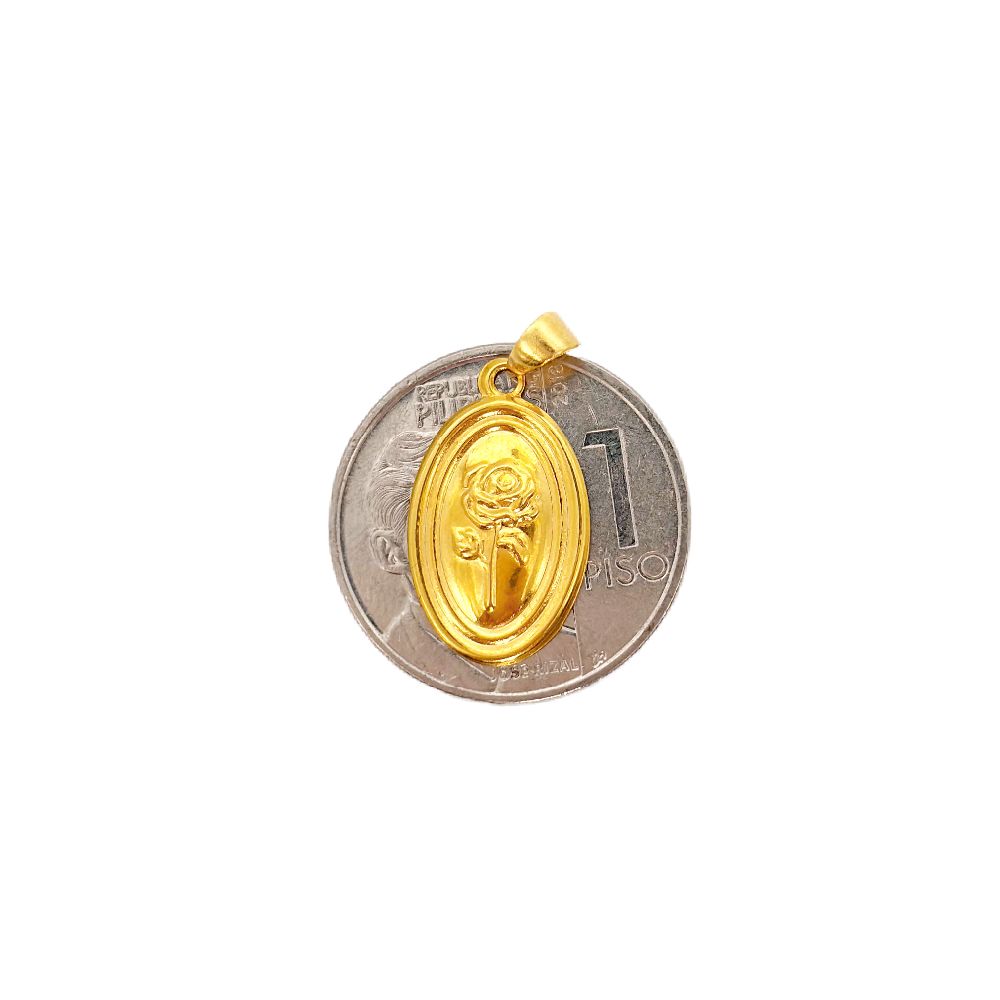 18k Saudi Gold Set Oval Rose + Karkar Chain 18"