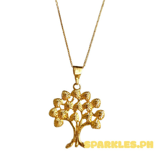 18k Saudi Gold Set Solid Money Tree + Foxtail Chain 18"