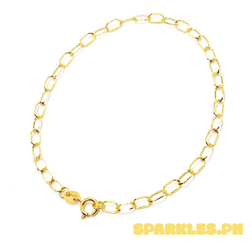 18k Saudi Gold Rectangular PaperClip Bracelet - SKU-6K7ZHA8H