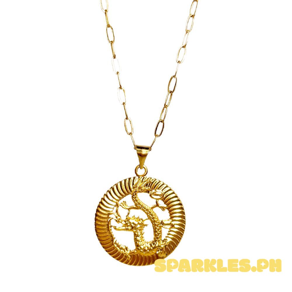 18k Saudi Gold Set Round Dragon + Micro Paperclip Makapal 22"