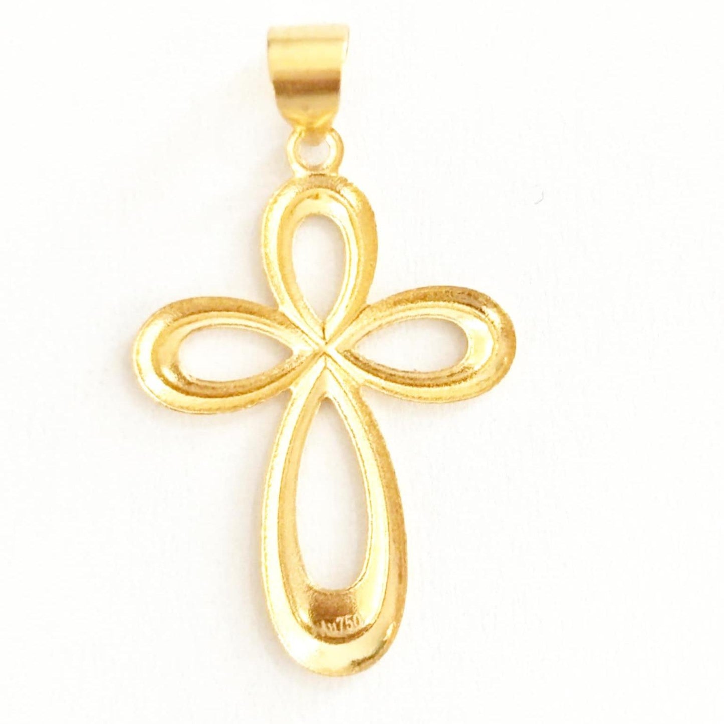 18k Saudi Gold Loop Cross Pendant - SKU-JUYTROZI
