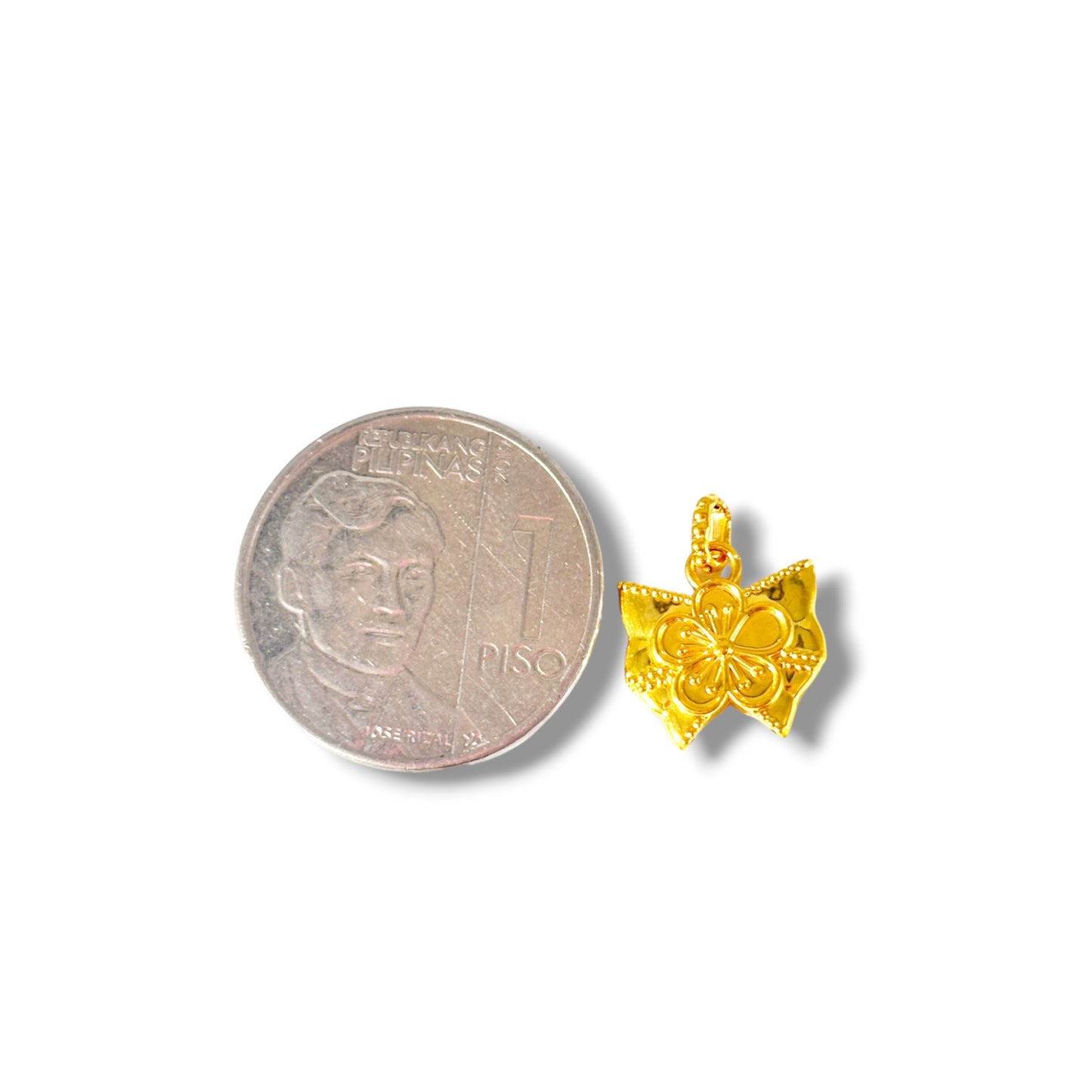 AMPAW/HOLLOW 18k Saudi Gold RibbonStyle Butterfly Pendant