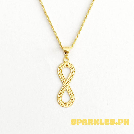 18K Saudi Gold Set F Style Infinity + Rope Chain 22"