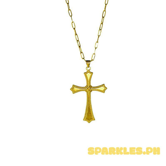 18k Saudi Gold Set Sword Cross + Micro Paperclip Makapal 22"