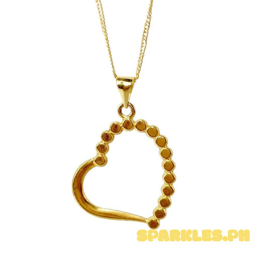 18k Saudi Gold Set Bubble Heart + Japan Chain 20"