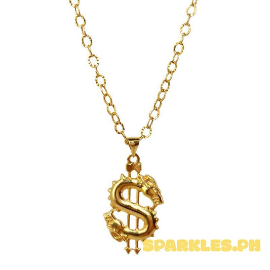 18k Saudi Gold Set Dollar Pendant + Diacut Circle Chain 18”