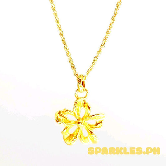 18k Saudi Gold Flower Style AMPAW + Rope Chain 16"