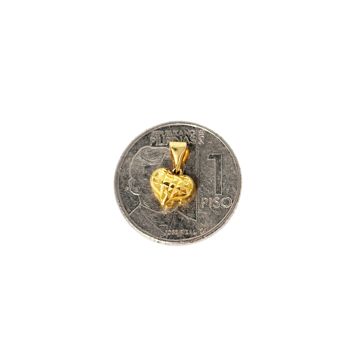 18k Saudi Gold Foxtail Chain 18" + 18k Saudi Gold Diacut Heart Buo Pendant