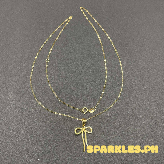 18k Saudi Gold Set lv1 tauco with Mini Ribbon Solid Pawnable