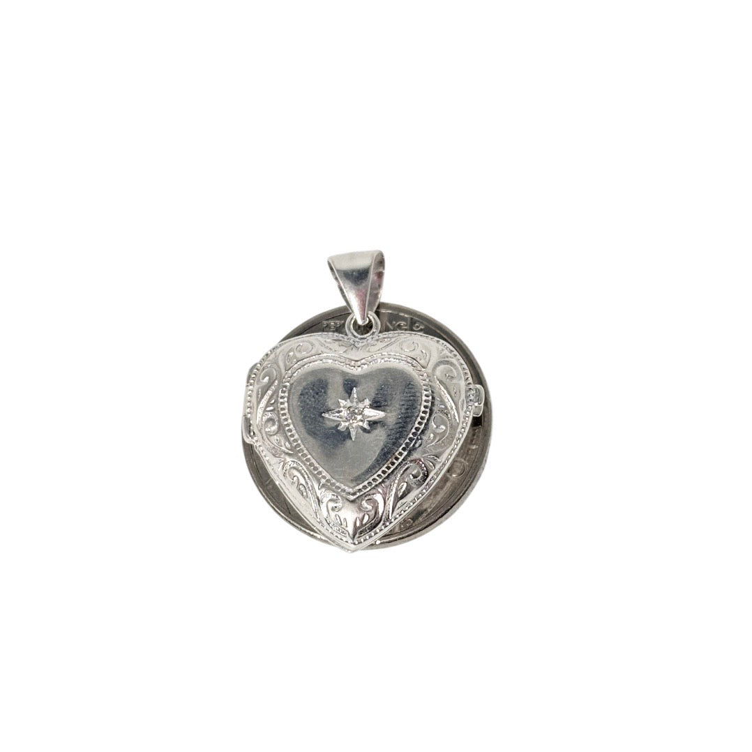 92.5 Sterling Silver - Vintage Heart Pendant