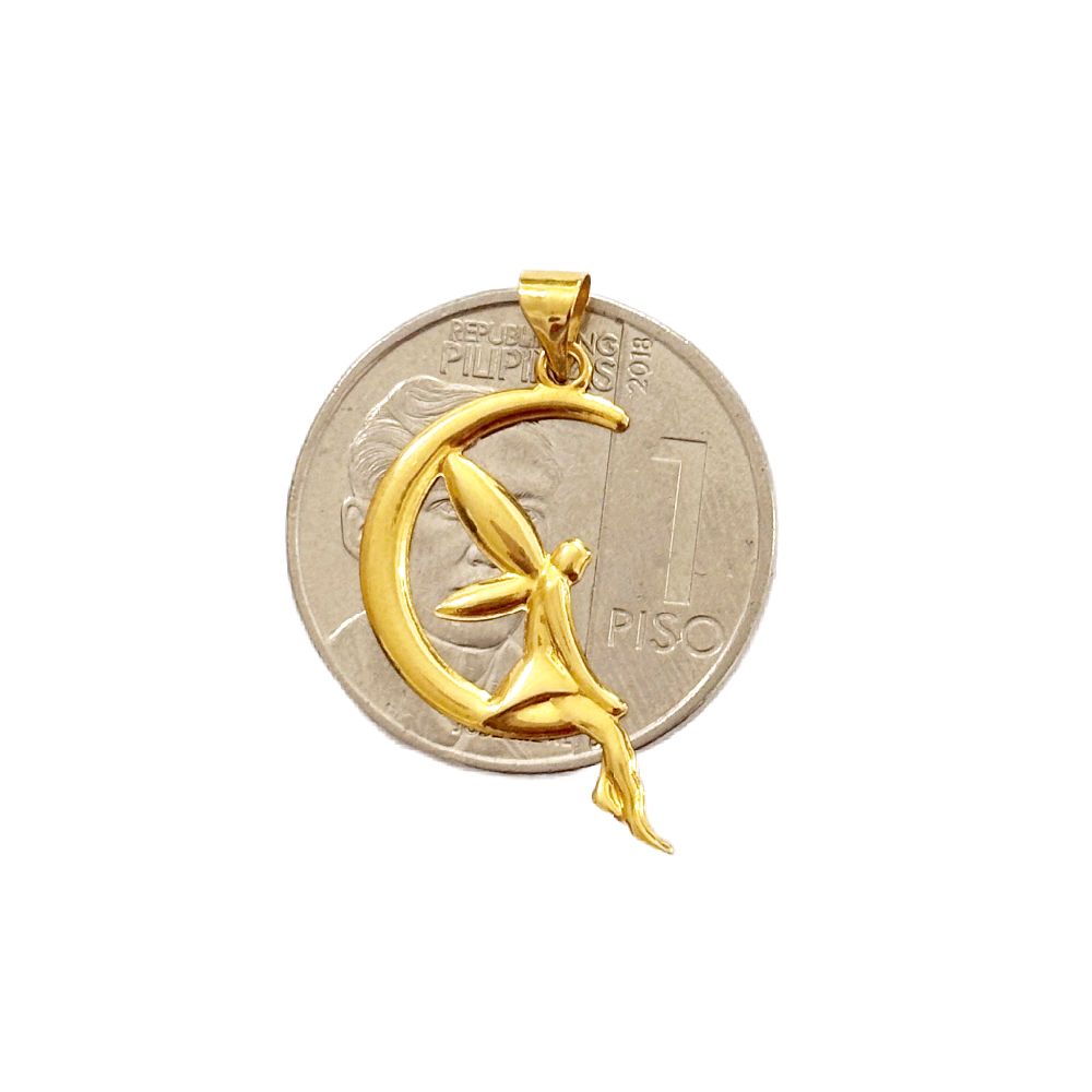 18k Saudi Gold Set Moon Fairy + Foxtail Chain 18”