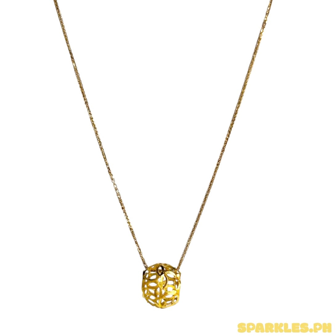 18k Saudi Gold Foxtail Chain 16" + SK - 18k Saudi Gold Money Catcher Ball Pendant