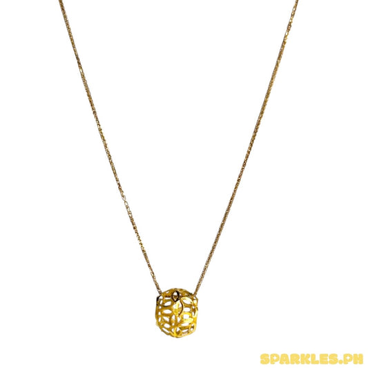 18k Saudi Gold Foxtail Chain 16" + SK - 18k Saudi Gold Money Catcher Ball Pendant