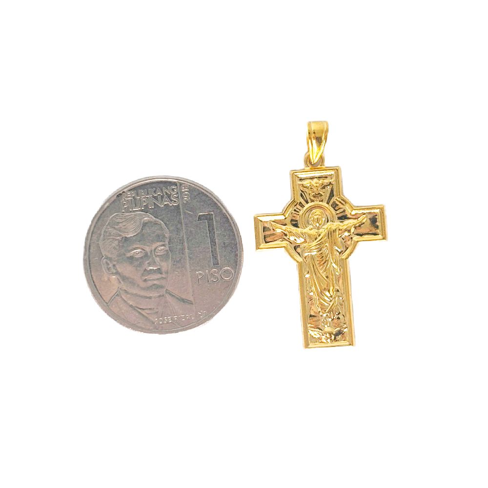 18k Saudi Gold Blessed Cross Pendant - SKU-4NTGZXVL