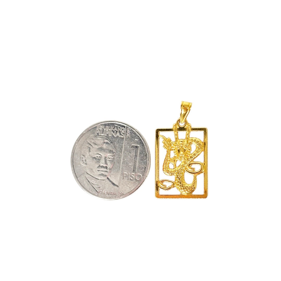 18k Saudi Gold Figaru Chain Makapal V2 20" + 18k Saudi Gold Mini Frame Dragon Pendant