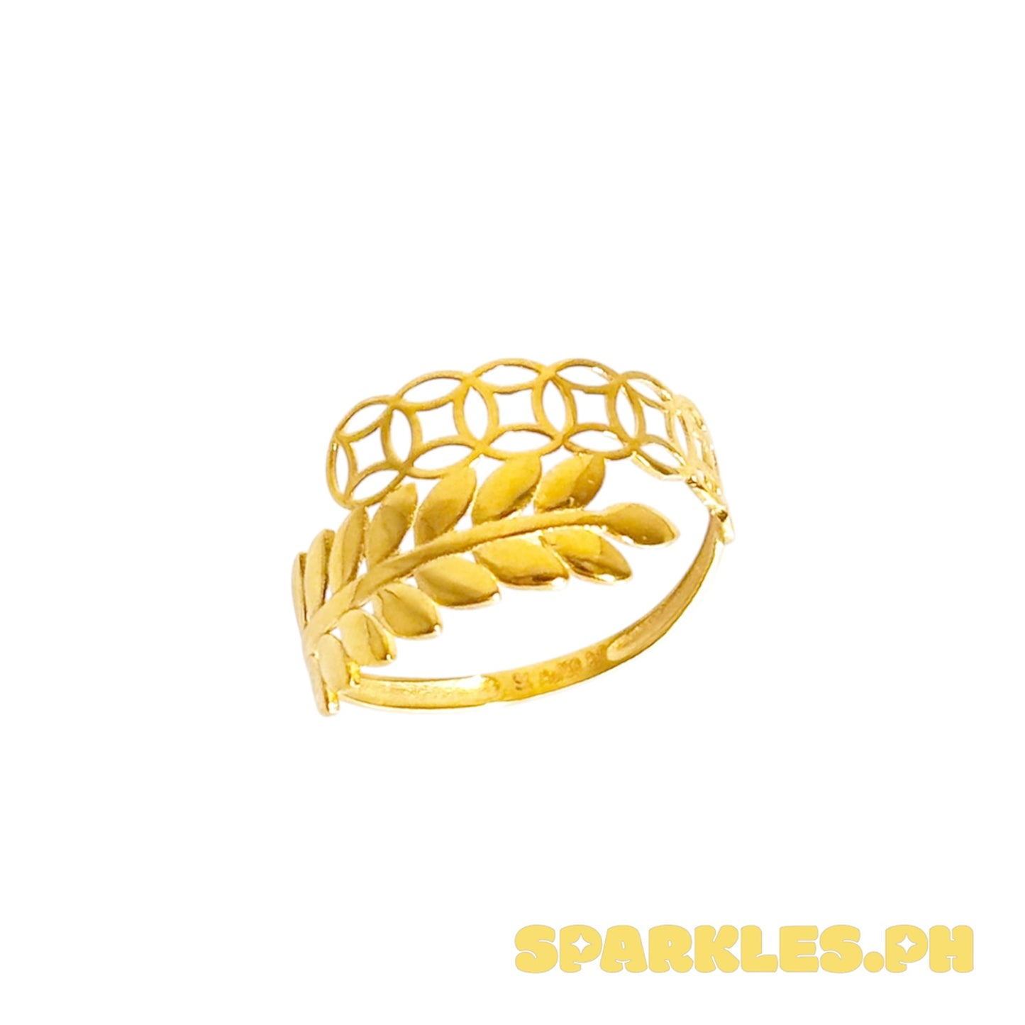 18k Saudi Gold Money Catcher Leaf Ring -SKUAP2326RIN4