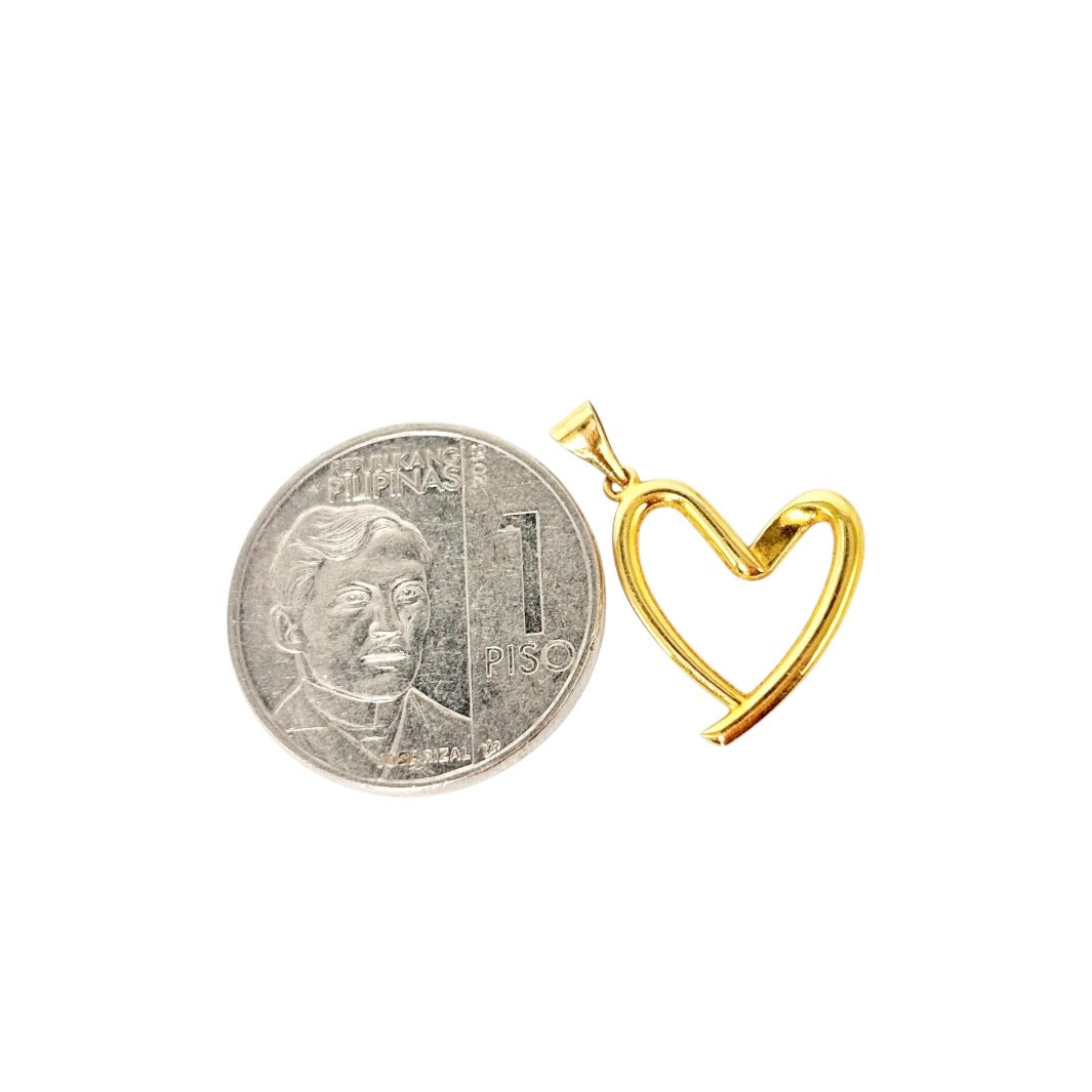 18k Saudi Gold Rope Chain 18" + 18k Saudi Gold Line Heart with Hook Pendant