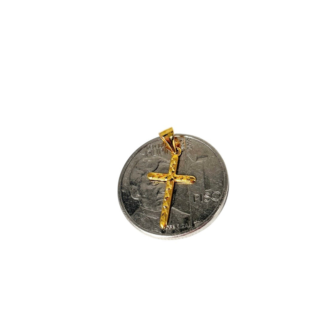 18k Saudi Gold Figaru Chain 20" + 18k Saudi Gold DiaCross Pendant