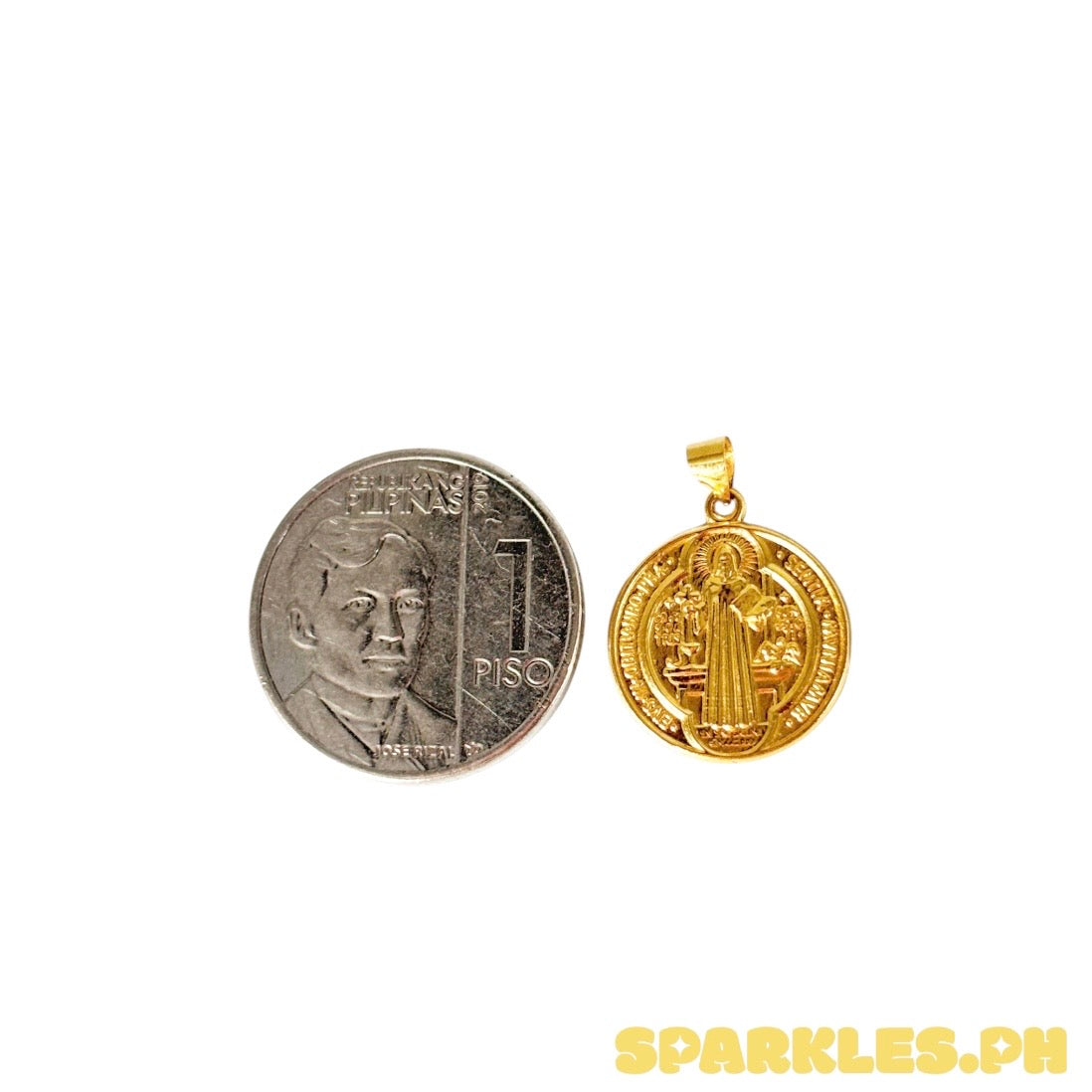 18k Saudi Gold Foxtail Chain 18" + 18k Saudi Gold St. Benedict Medallion Pendant