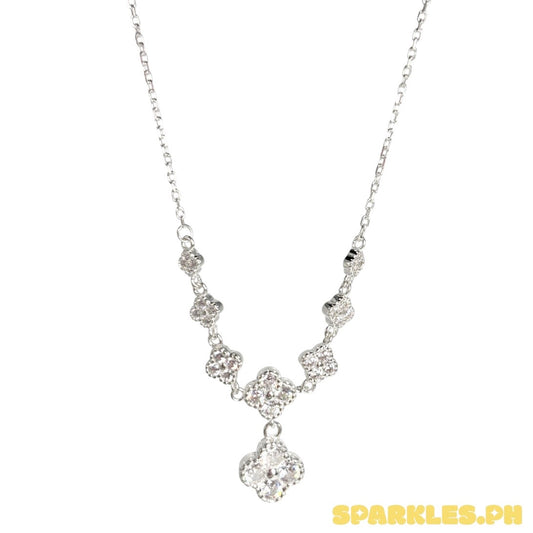 MT - 92.5 Sterling Silver - Flower Clover Necklace