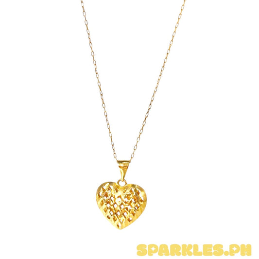18k Saudi Gold Karkar Chain 18" + 18k Saudi Gold Honey Heart Pendant