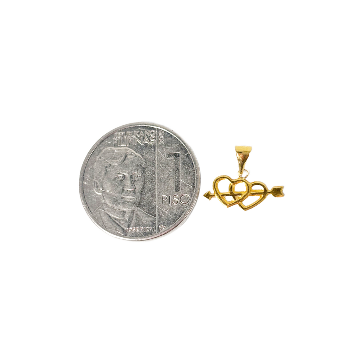 18k Saudi Gold Micro Paperclip Chain 20"  + 18k Saudi Gold Mini Cupido Pendant
