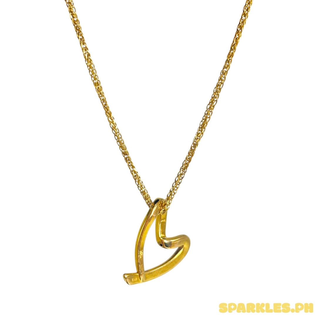 18k Saudi Gold Foxtail Chain Makapal 20" + AMPAW/HOLLOW 18k Saudi Gold Line Heart V1 - C60TRY