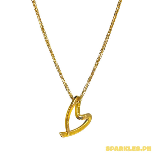 18k Saudi Gold Foxtail Chain 18" + AMPAW/HOLLOW 18k Saudi Gold Line Heart V1 - C60TRY