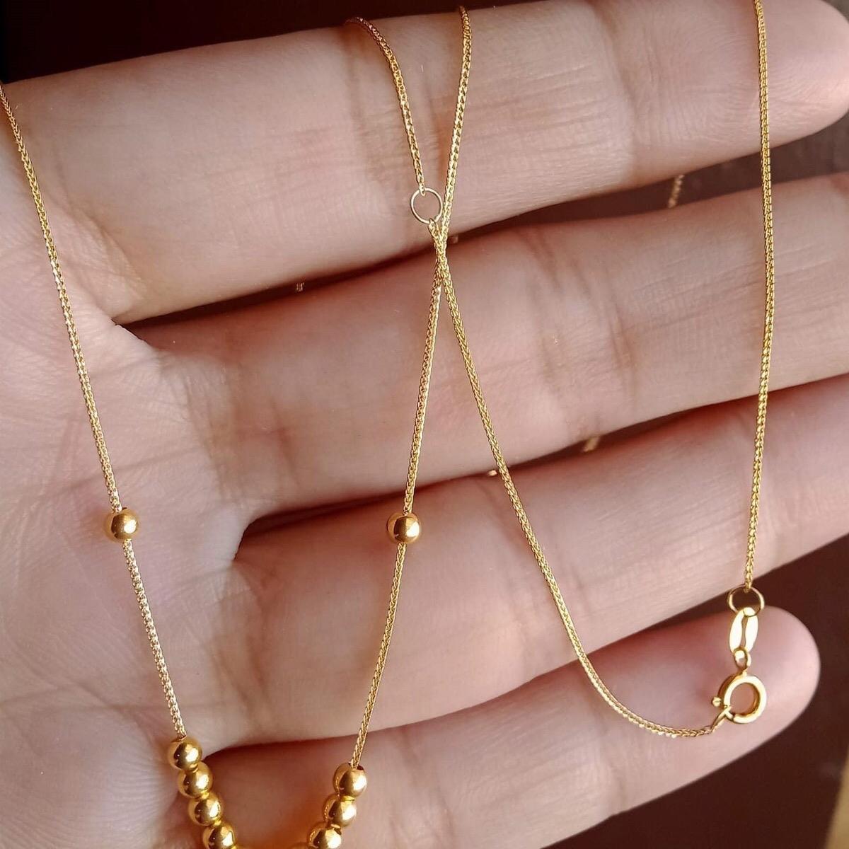 18k Saudi Gold Running Ball Necklace