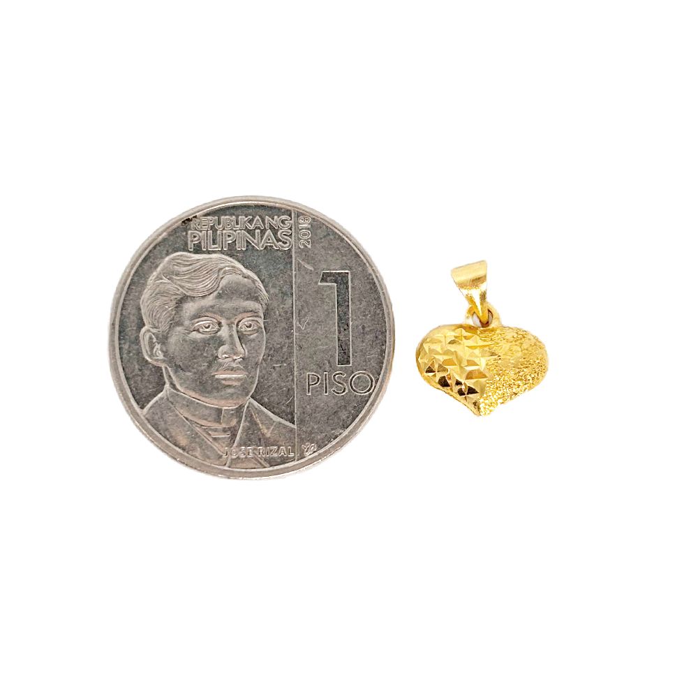 18k Saudi Gold Set Diashine Heart + Foxtail Chain 18"