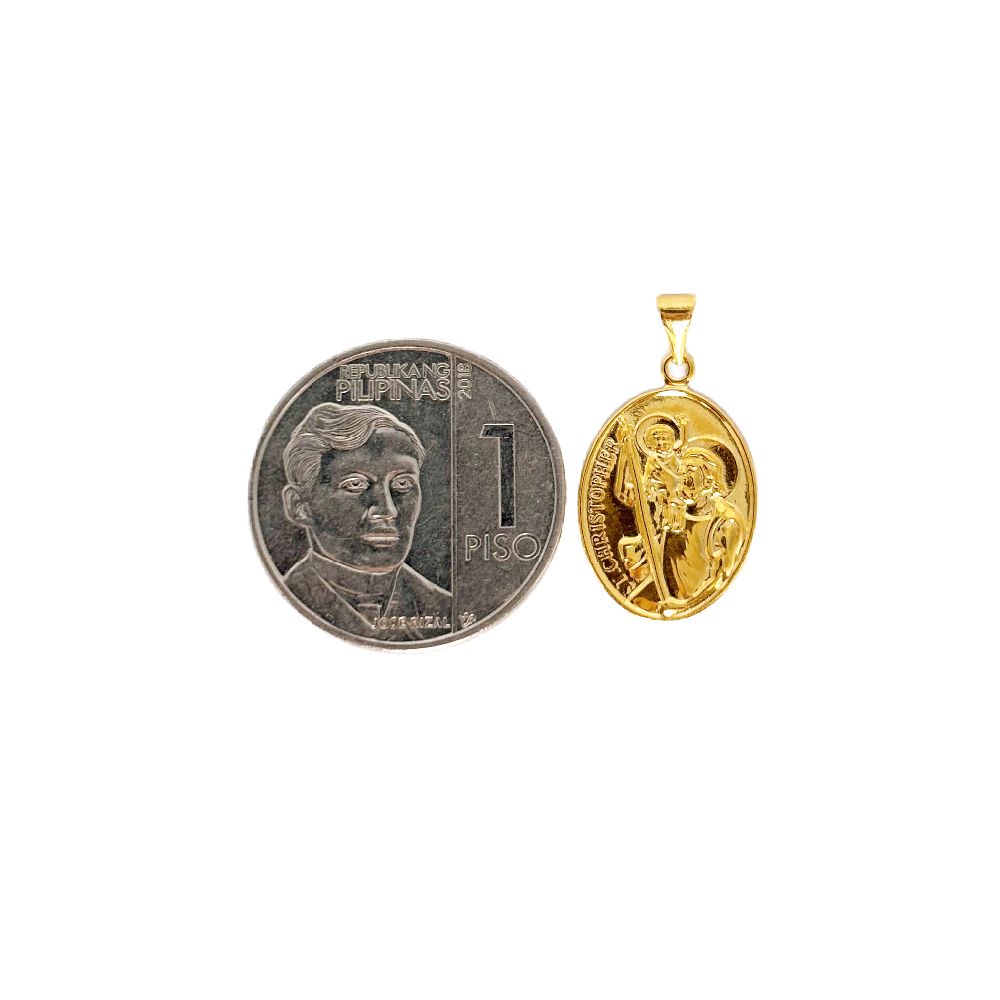 18k Saudi Gold Set St. Christopher + Micro Paperclip Makapal 20"