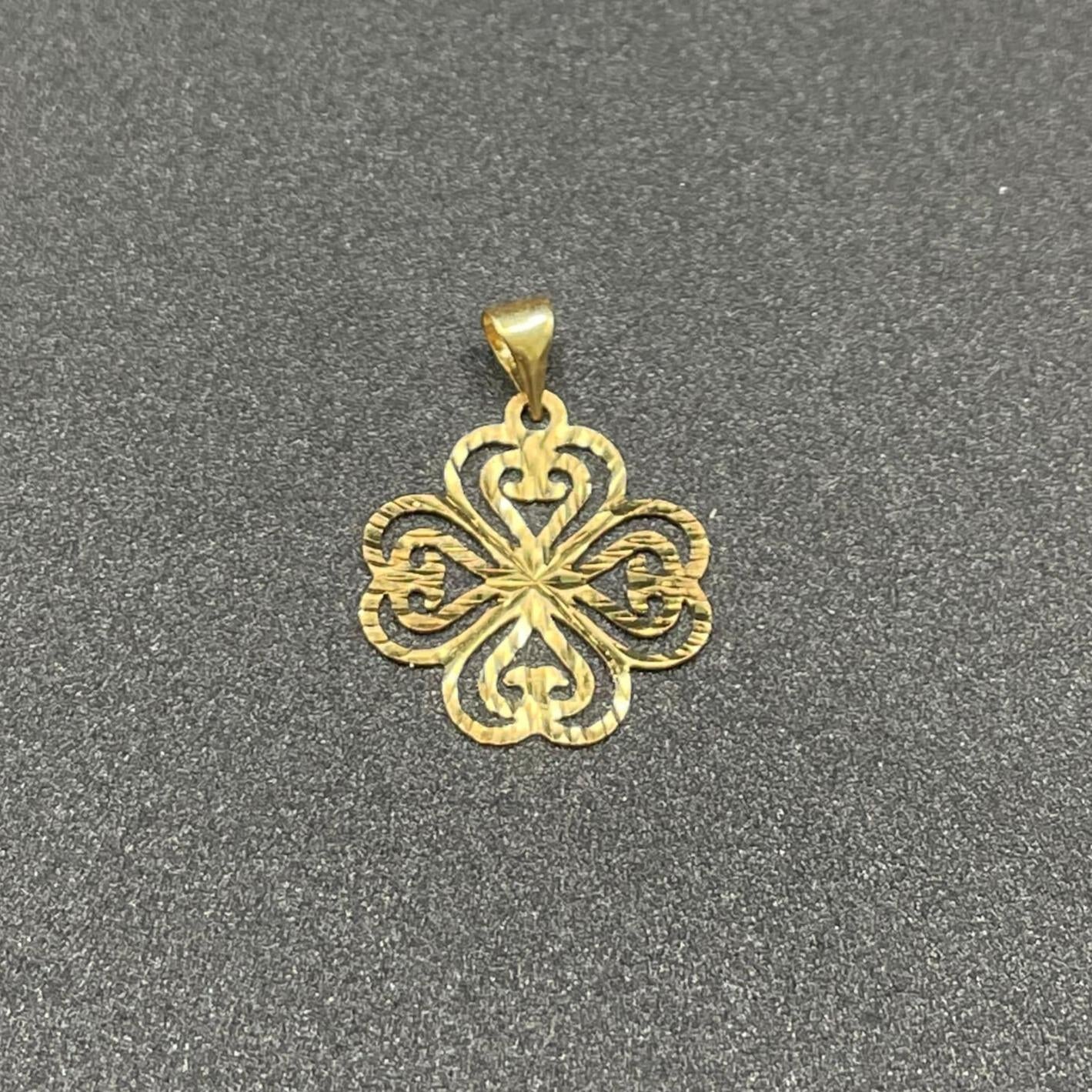 18k Saudi Gold .46g per GRAM Splash Clover Flower Pendant Solido Pawnable