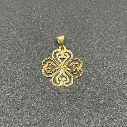 18k Saudi Gold .46g per GRAM Splash Clover Flower Pendant Solido Pawnable