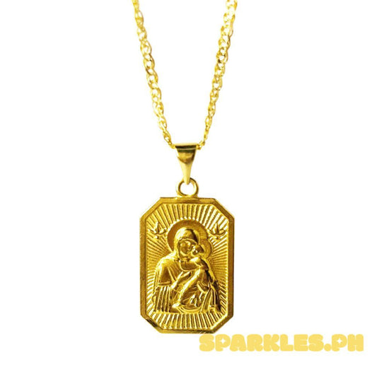18k Saudi Gold Set Devotion + Tauco Knot Chain 20" Manipis