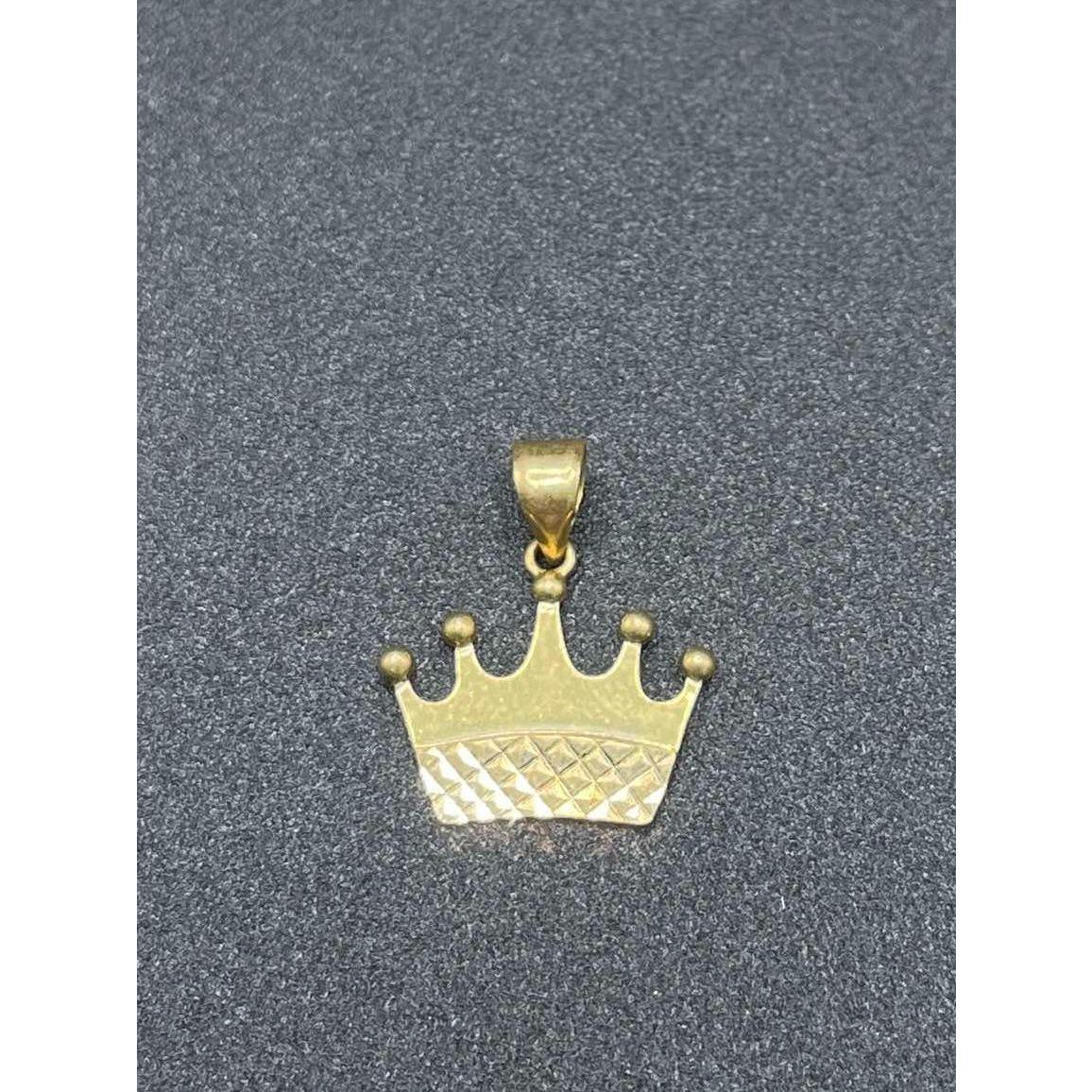 18k Saudi Gold  Crown Pendant Solido Pawnable - SKU-YKXFYRGI