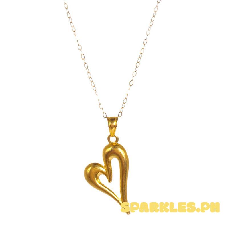 18k Saudi Gold Set Open Sexy Heart Pendant + Tauco Chain lv1