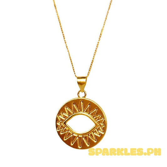 18k Saudi Gold Set Anti Evil Eye + Foxtail Chain 18"