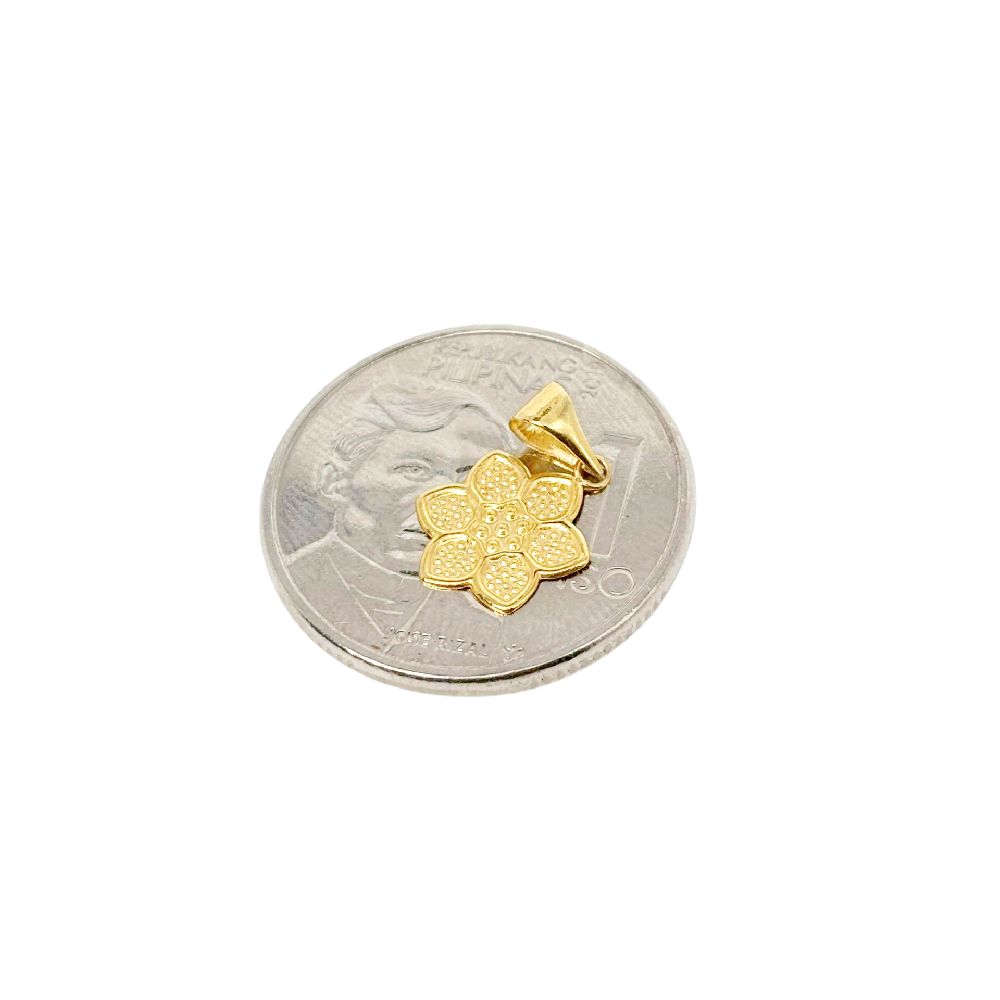 18k Saudi Gold Lotus Flower Pendant Solid Pawnable - SKU-EHEI24G1