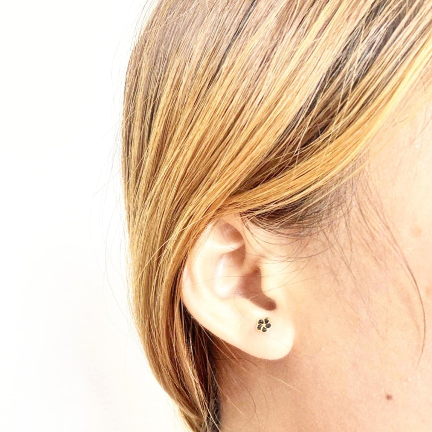 18k Saudi Gold Blossom Earring with Silicon Pakaw - SKU-VQTID1UD