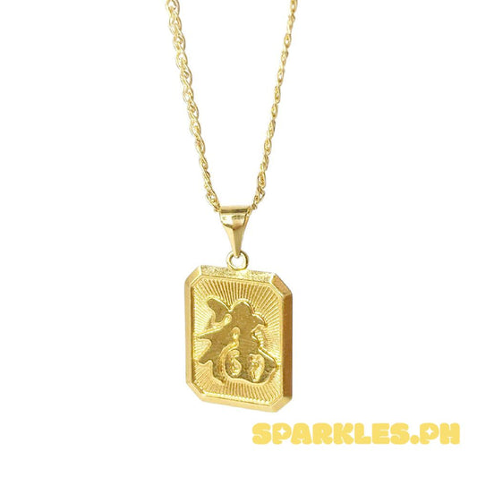 18k Saudi Gold Set Tag Pendant + Tauco Knot Chain 18" Manipis