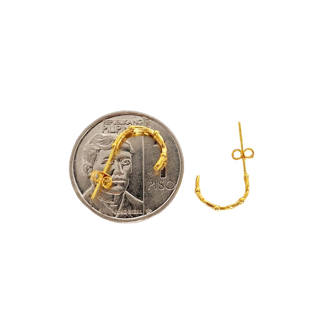 18k Saudi Gold Long Hook U-Bar Earring - SKU-ZLZYNA6L