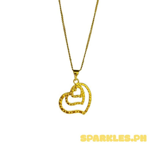 18k Saudi Gold Garden Heart Pendant + Cadena Chain 16”