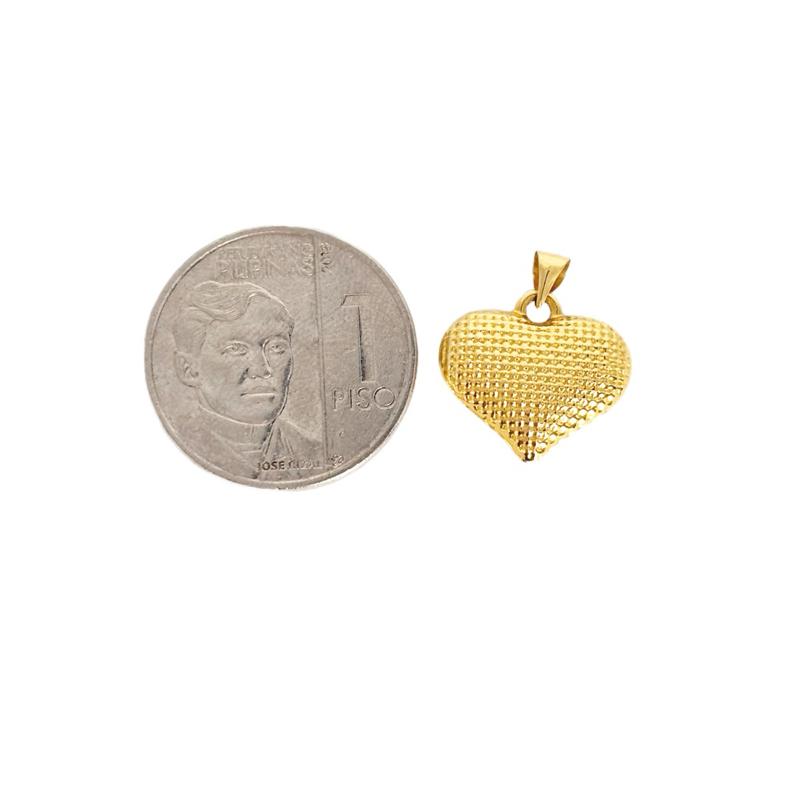18k Saudi Gold Jumbo Dotted Heart + Diacut Circle Chain 16”
