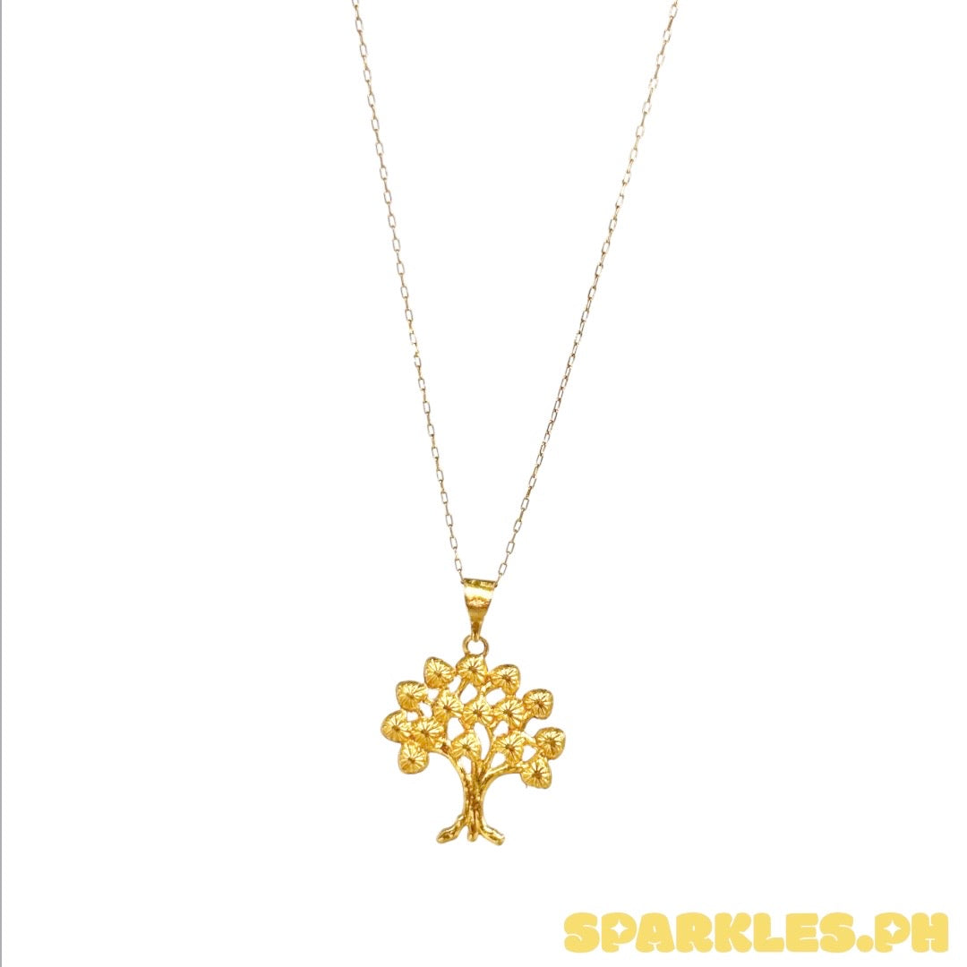 18k Saudi Gold Karkar Chain 18" + 18k Saudi Gold Solid Money Tree Pendant