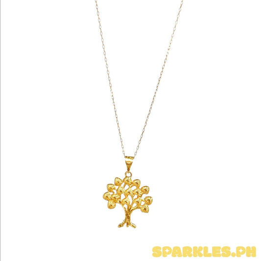 18k Saudi Gold Karkar Chain 18" + 18k Saudi Gold Solid Money Tree Pendant
