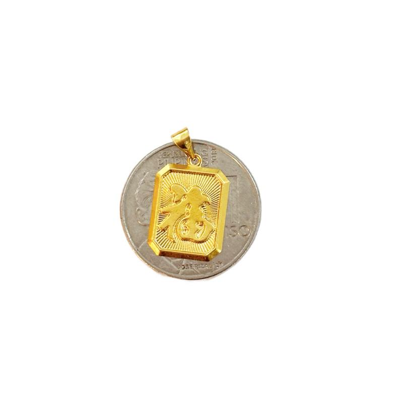 18k Saudi Gold Set Tag Pendant + Rope Chain 18”