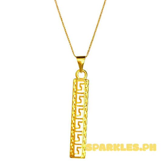 18k Saudi Gold Set F Style Bar + Foxtail Chain 18”